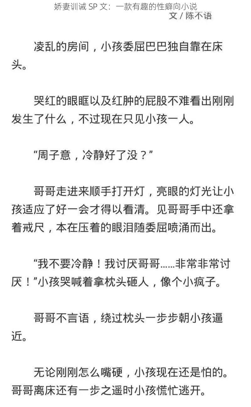 娇妻训诫 SP 文：一款有趣的性癖向小说