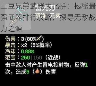 土豆兄弟武器大比拼：揭秘最强武器排行攻略，探寻无敌战力之源