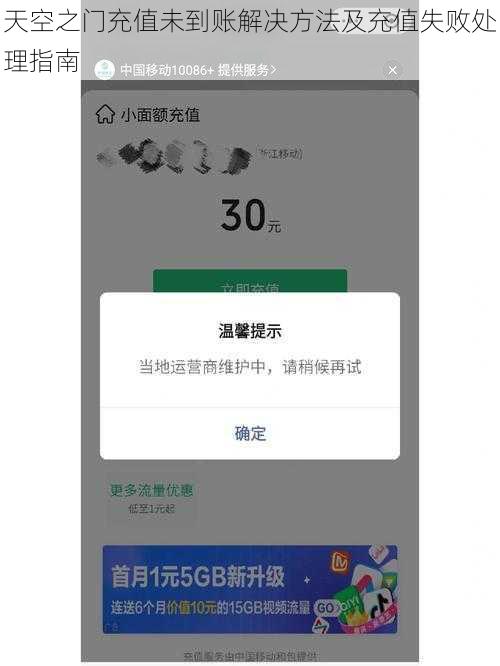 天空之门充值未到账解决方法及充值失败处理指南