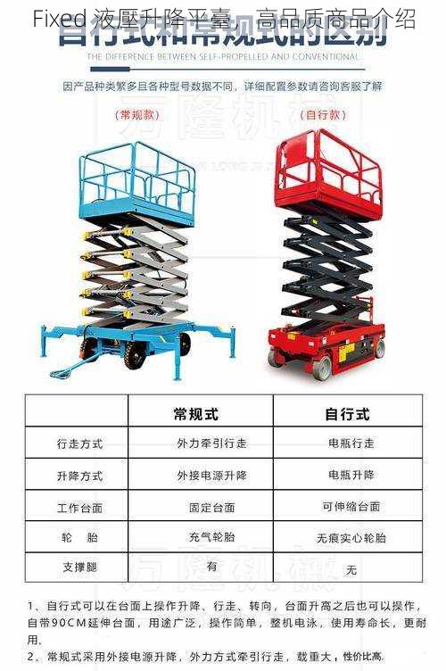 Fixed 液壓升降平臺，高品质商品介绍