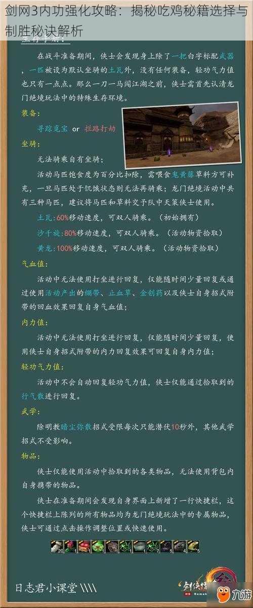 剑网3内功强化攻略：揭秘吃鸡秘籍选择与制胜秘诀解析