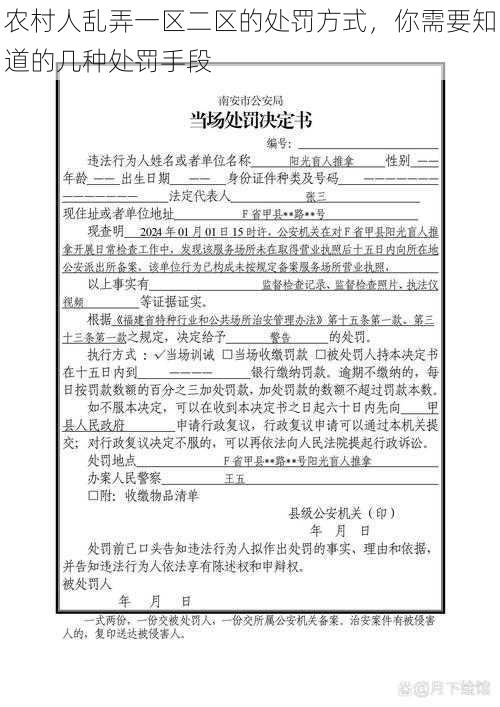 农村人乱弄一区二区的处罚方式，你需要知道的几种处罚手段