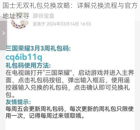 国士无双礼包兑换攻略：详解兑换流程与官方地址探寻